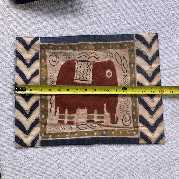 Vintage Hand-painted Elephant Placemats Set of 4 16x12 Bohemian Boho Home Decor - Picture 7 of 8
